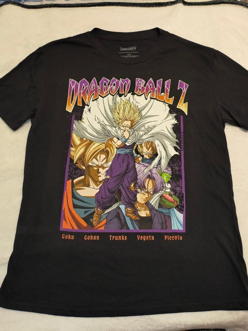 Dragon Ball Z T-Shirt Black Goku Gohan Trunks Vegeta Piccolo Men's Large NEW
